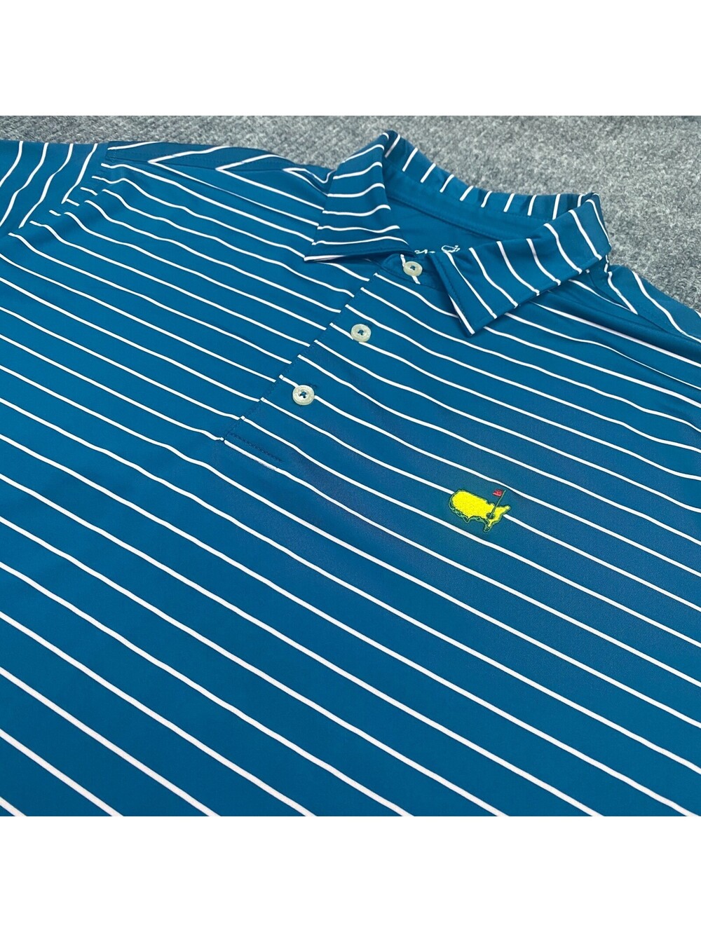 Masters Tech‎ Polo Shirt Mens L Blue Striped Augusta National Golf Performance